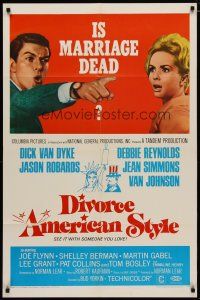 4d290 DIVORCE AMERICAN STYLE 1sh '67 Dick Van Dyke points at Debbie Reynolds, is marriage dead?