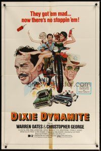 4d291 DIXIE DYNAMITE 1sh '76 Warren Oates on dirt bike with sexy dynamite girls!