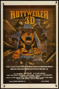 4d295 DOGS OF HELL 1sh '82 awesome 3D artwork of Rottweilers, trained killing machines!
