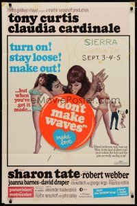4d299 DON'T MAKE WAVES 1sh '67 Tony Curtis with super sexy Sharon Tate & Claudia Cardinale!