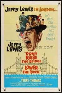 4d300 DON'T RAISE THE BRIDGE, LOWER THE RIVER 1sh '68 wacky image of Jerry Lewis in London!