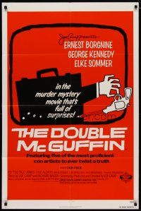 4d302 DOUBLE McGUFFIN 1sh '79 Ernest Borgnine, George Kennedy, cool Saul Bass suitcase art!