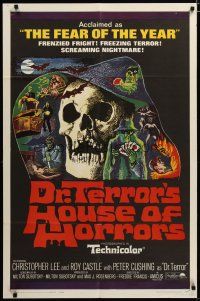 4d307 DR. TERROR'S HOUSE OF HORRORS 1sh '65 Christopher Lee, cool horror montage art!