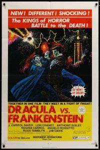 4d311 DRACULA VS. FRANKENSTEIN 1sh '71 monster art of the kings of horror battling to the death!