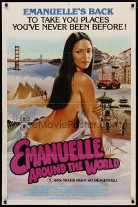 4d322 EMANUELLE AROUND THE WORLD 1sh '80 directed by Joe D'Amato, art of sexy Laura Gemser!