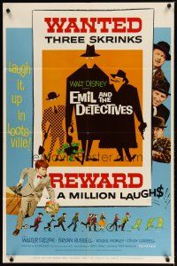 4d323 EMIL & THE DETECTIVES 1sh '64 Walt Disney, Walter Slezak, laugh it up in Lootsville!