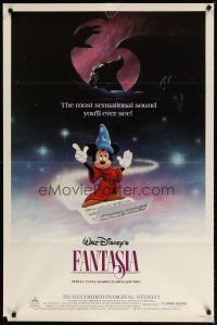 4d341 FANTASIA 1sh R85 great image of Mickey Mouse & others, Disney musical cartoon classic!