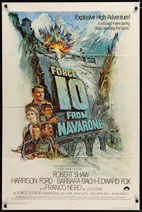 4d359 FORCE 10 FROM NAVARONE int'l 1sh '78 Robert Shaw, Harrison Ford, cool art by Bryan Bysouth!