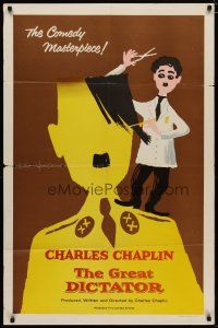 4d403 GREAT DICTATOR 1sh R58 Charlie Chaplin directs and stars, wacky WWII comedy!