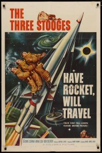 4d430 HAVE ROCKET WILL TRAVEL 1sh '59 wonderful sci-fi art of The Three Stooges in space!