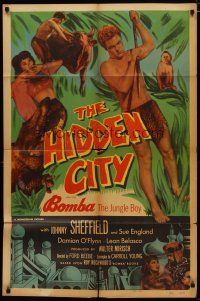 4d444 HIDDEN CITY 1sh '50 great images of Johnny Sheffield as Bomba the Jungle Boy!