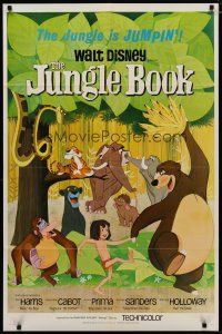 4d520 JUNGLE BOOK 1sh '67 Walt Disney cartoon classic, great image of all characters!