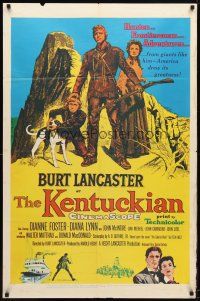 4d523 KENTUCKIAN 1sh '55 art of star & director Burt Lancaster with frontier family!