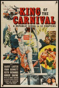 4d536 KING OF THE CARNIVAL 1sh '55 Republic serial, artwork of circus performers!