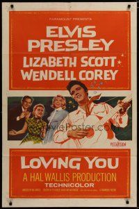 4d587 LOVING YOU 1sh '57 Elvis Presley, Lizabeth Scott, Wendell Corey & Dolores Hart!