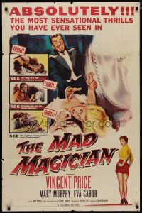 4d592 MAD MAGICIAN 1sh '54 Vincent Price is a crazy magician who performs dangerous tricks!