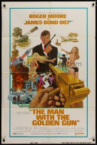 4d605 MAN WITH THE GOLDEN GUN west hemi 1sh '74 art of Roger Moore as James Bond by McGinnis!