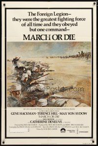 4d606 MARCH OR DIE 1sh '76 Gene Hackman, Terence Hill, art of French Foreign Legion by Tom Jung!