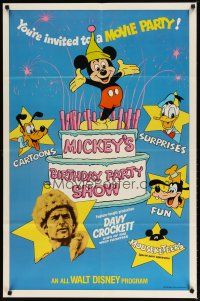 4d615 MICKEY'S BIRTHDAY PARTY SHOW 1sh '78 Davy Crockett, great art of Disney cartoon stars