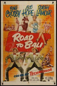 4d741 ROAD TO BALI 1sh '52 Bing Crosby, Bob Hope & sexy Dorothy Lamour in Indonesia!