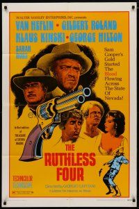 4d754 RUTHLESS FOUR 1sh '69 Van Heflin, Gilbert Roland, Klaus Kinski, spaghetti western!