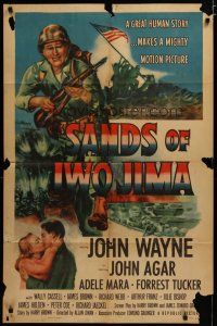 4d756 SANDS OF IWO JIMA 1sh R54 great artwork of World War II Marine John Wayne!
