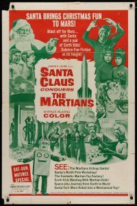 4d757 SANTA CLAUS CONQUERS THE MARTIANS 1sh '64 wacky fantasy, aliens, robots, Santa & Pia Zadora!