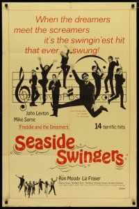 4d765 SEASIDE SWINGERS 1sh '65 Freddie & The Dreamers, the swingin'est hit that ever swung!