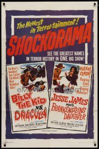 4d094 BILLY THE KID VS. DRACULA/JESSE JAMES MEETS FRANKENSTEIN'S DAUGHTER 1sh '65 western horror!