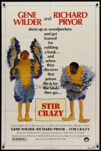 4d821 STIR CRAZY 1sh '80 Gene Wilder & Richard Pryor in chicken suits, directed by Sidney Poitier!