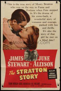 4d829 STRATTON STORY 1sh '49 Jimmy Stewart as baseball legend, pretty June Allyson!