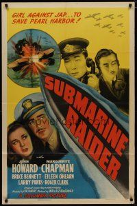 4d833 SUBMARINE RAIDER 1sh '42 Yanks heroically saving Pearl Harbor from the Japanese!
