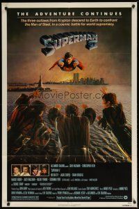 4d841 SUPERMAN II 1sh '81 Christopher Reeve, Terence Stamp, cool image of villains!