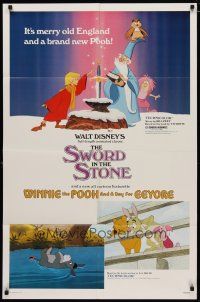 4d851 SWORD IN THE STONE/WINNIE POOH & A DAY FOR EEYORE 1sh '83 Disney cartoon double-bill!