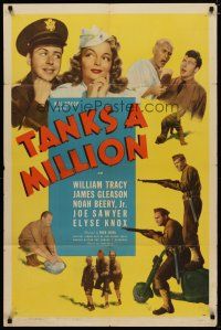 4d858 TANKS A MILLION 1sh '41 William Tracy, James Gleason, Noah Beery Jr., pretty Elyse Knox!