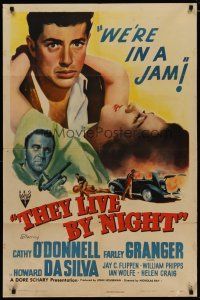 4d876 THEY LIVE BY NIGHT style A 1sh '48 Nicholas Ray noir classic, Farley Granger, Cathy O'Donnell
