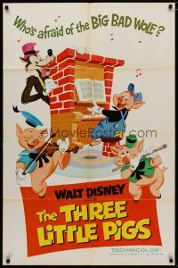 4d883 THREE LITTLE PIGS 1sh R68 Walt Disney animation of classic fairy tale!