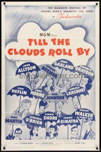 4d891 TILL THE CLOUDS ROLL BY 1sh R62 art of 13 all-stars with umbrellas by Al Hirschfeld!