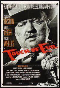 4d903 TOUCH OF EVIL 1sh R98 close-up of Orson Welles, Charlton Heston & Janet Leigh!