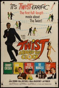 4d920 TWIST AROUND THE CLOCK 1sh '62 Chubby Checker in the first full-length Twist movie!