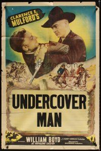 4d970 HOPALONG CASSIDY style B stock 1sh '50s great art of star as Hopalong Cassidy, Undercover Man!