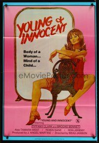 4d966 WILD INNOCENTS 1sh '82 woman's body, child's mind, sexy Young & Innocent art, Ron Jeremy!