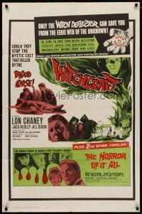 4d975 WITCHCRAFT/HORROR OF IT ALL 1sh '64 Lon Chaney Jr, they returned to reap BLOOD HAVOC!