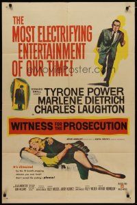 4d976 WITNESS FOR THE PROSECUTION 1sh '58 Billy Wilder, Tyrone Power, Marlene Dietrich!