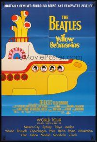 4d988 YELLOW SUBMARINE advance DS 1sh R99 psychedelic art of Beatles John, Paul, Ringo & George!