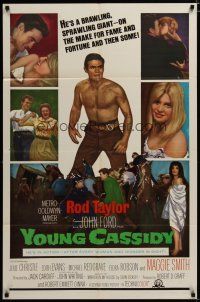 4d992 YOUNG CASSIDY 1sh '65 John Ford, bellowing, brawling, womanizing Rod Taylor!