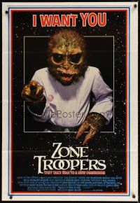 4d998 ZONE TROOPERS 1sh '85 Uncle Sam-like alien, parody of James Montgomery Flagg's I Want You!
