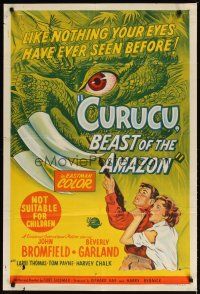 4e709 CURUCU, BEAST OF THE AMAZON Aust 1sh '56 Universal horror, Beverly Garland, monster art!