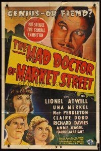 4e724 MAD DOCTOR OF MARKET STREET Aust 1sh '42 is Lionel Atwill a genius or fiend!