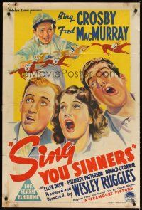 4e747 SING YOU SINNERS Aust 1sh '38 Bing Crosby, Fred MacMurray, Ellen Drew, Donald O'Connor!